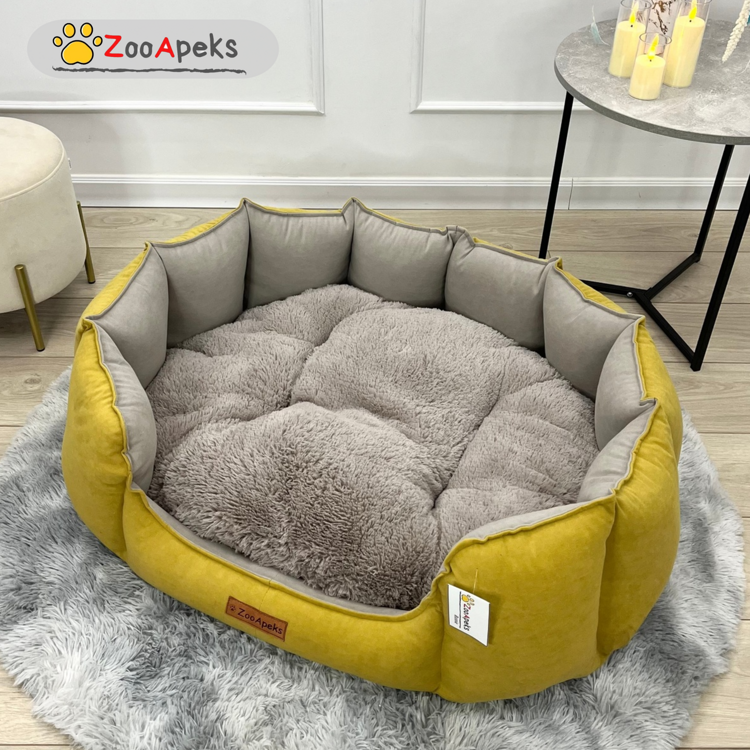 Лежанка для собак "Многогранник" ZooApeks 100х80х30 см, желтый
