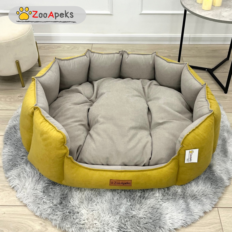 Лежанка для собак "Многогранник" ZooApeks 100х80х30 см, желтый