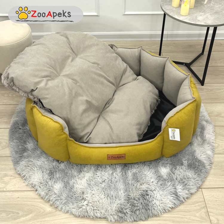 Лежанка для собак "Многогранник" ZooApeks 100х80х30 см, желтый