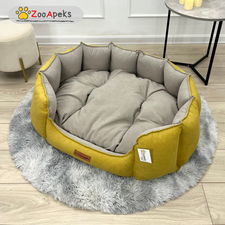 Лежанка для собак "Многогранник" ZooApeks 100х80х30 см, желтый