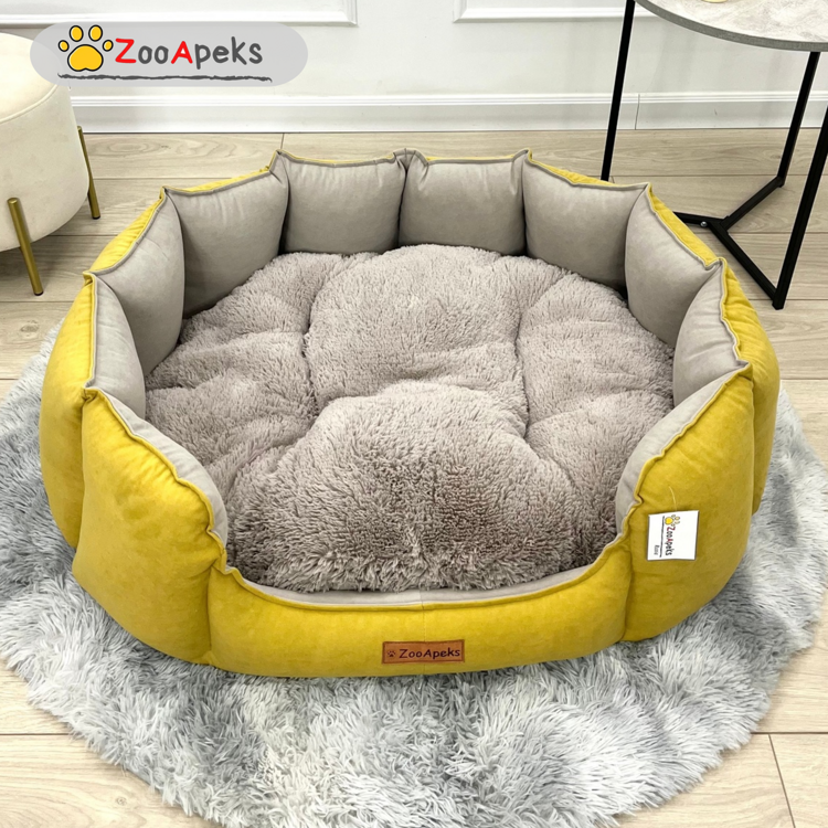 Лежанка для собак "Многогранник" ZooApeks 100х80х30 см, желтый