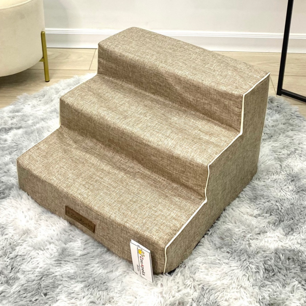 Лестница для собак 3 ступени "ZooApeks" 47х47х30 см лен